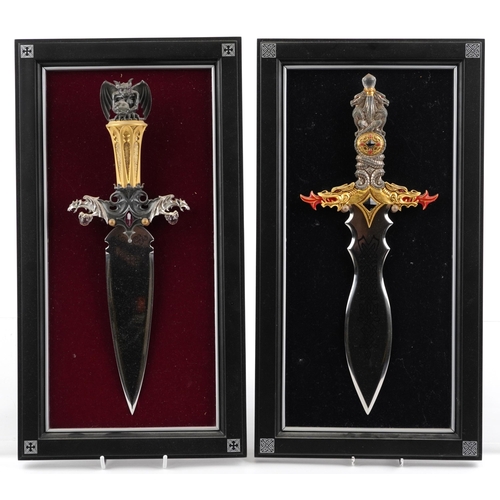 1459 - Two Franklin Mint mythological dagger wall displays comprising Fortress Gargoyle and Dragon Master, ... 