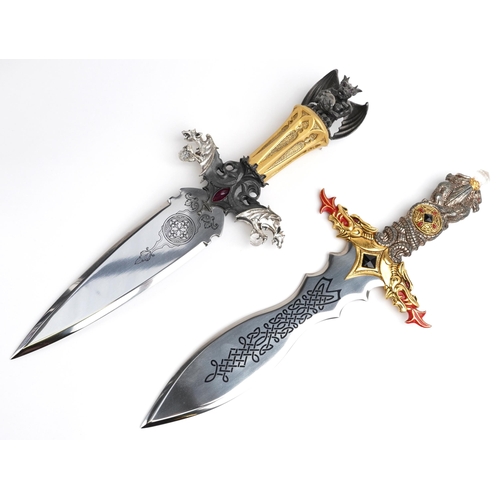 1459 - Two Franklin Mint mythological dagger wall displays comprising Fortress Gargoyle and Dragon Master, ... 