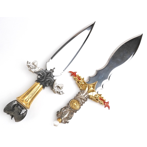 1459 - Two Franklin Mint mythological dagger wall displays comprising Fortress Gargoyle and Dragon Master, ... 