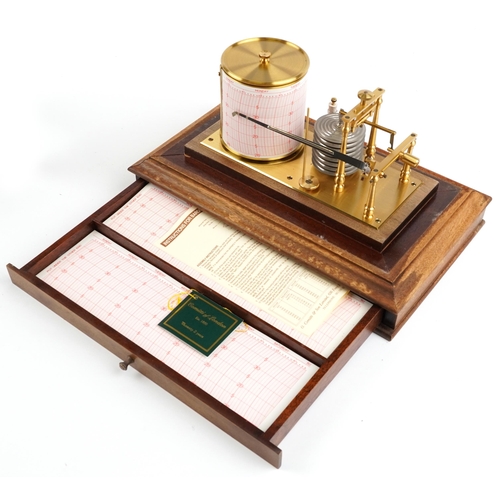 377 - Committee of London barograph housed in a glazed oak case with bevelled glass and base drawer, 22.5c... 