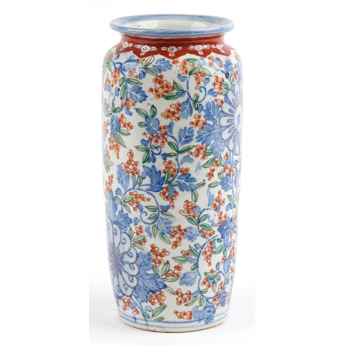 2679 - Japanese Imari porcelain vase hand painted with flowers, 32cm high