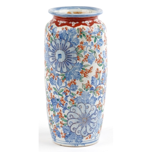 2679 - Japanese Imari porcelain vase hand painted with flowers, 32cm high