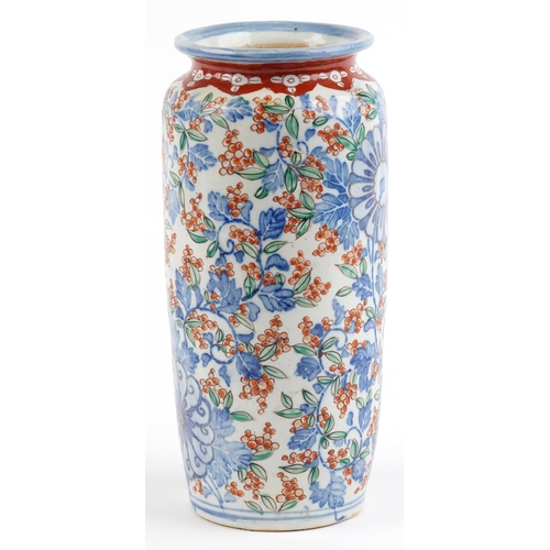 2679 - Japanese Imari porcelain vase hand painted with flowers, 32cm high