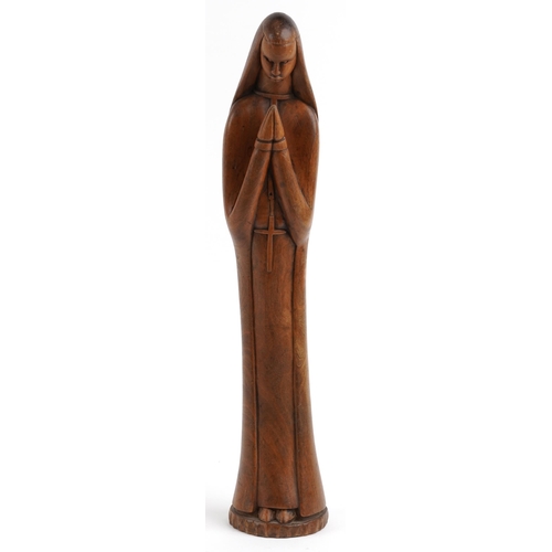 2455 - Large continental hardwood carving of the Virgin Mary, 56cm high