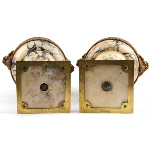 173 - Pair of Antique French Empire style Calcutta marble cassoulets with ormolu mounts with ram's head ha... 