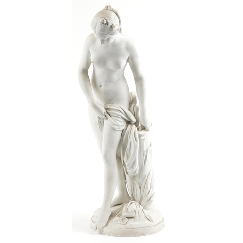 238 - Large 19th century classical parian statuette of Venus bathing, 72cm high