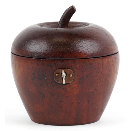 2387 - Georgian style treen tea caddy in the form of an apple, 12.5cm high