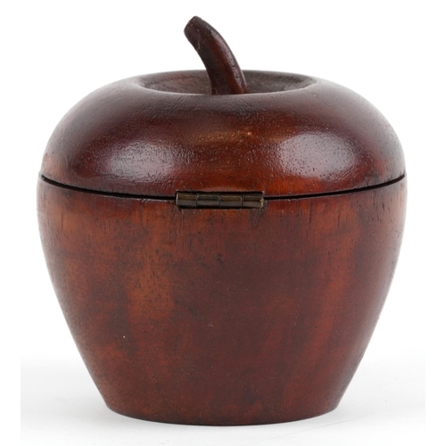 2387 - Georgian style treen tea caddy in the form of an apple, 12.5cm high