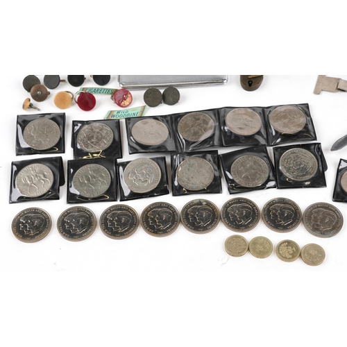 2657 - Sundry items including a pair of mother of pearl opera glasses, coinage, Star cigarettes, Thai green... 