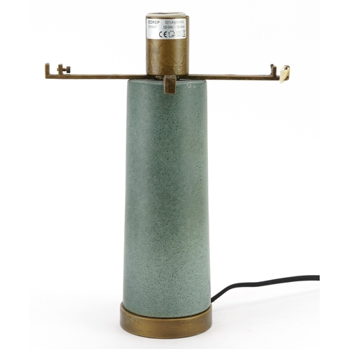 2559 - Corep, modernist table lamp with green on bronzed base, 34.5cm high