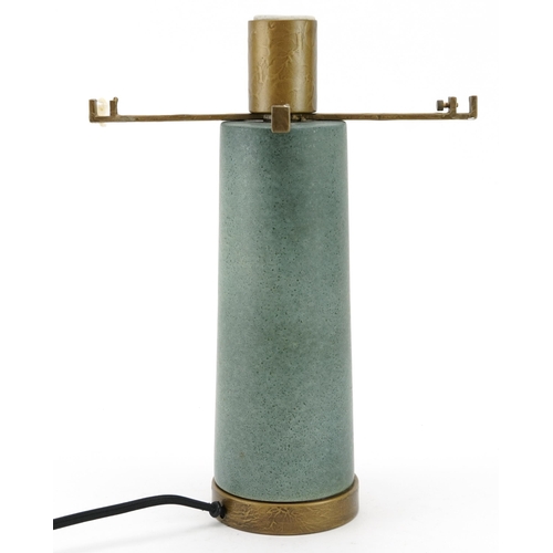 2559 - Corep, modernist table lamp with green on bronzed base, 34.5cm high