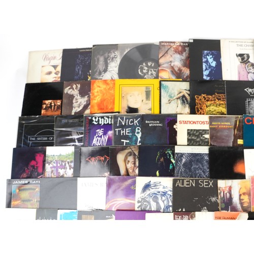 1038 - Good collection of predominantly heavy metal vinyl LP records and 45rpms including Virgin Prunes, Ka... 