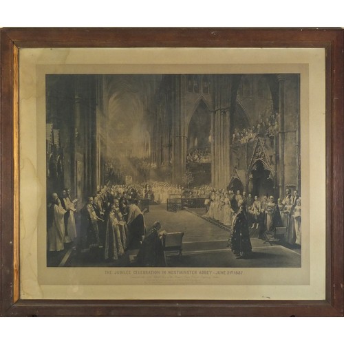 2429 - After W E Lockhart - The Jubilee celebration in Westminster Abbey, June 21st 1887, Victorian black a... 