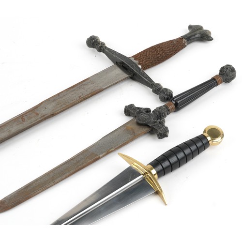 1458 - Three medieval style edge weapons including a Daguesse dagger