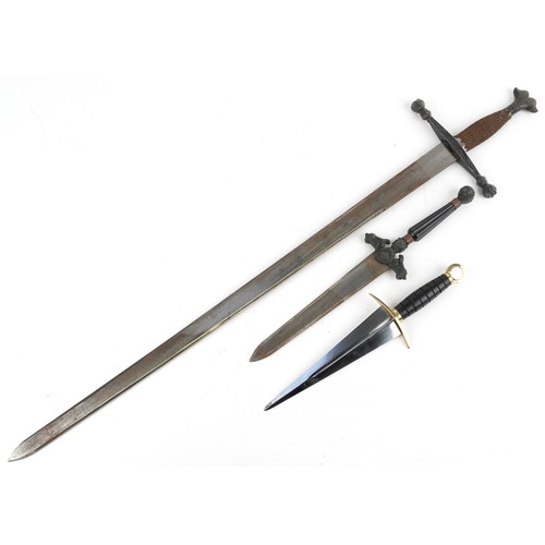 1458 - Three medieval style edge weapons including a Daguesse dagger