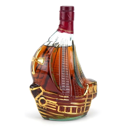 2388 - Bottle of S Maria brandy housed in a ship design decanter bottle