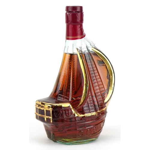 2388 - Bottle of S Maria brandy housed in a ship design decanter bottle