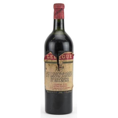 569 - Bottle of Lebegue 1943 Chateau Montrose Saint-Estephe red wine