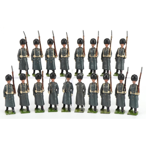 1133 - Eighteen Britains hand painted lead Grenadier Guards in Winter Dress soldiers with articulated arms