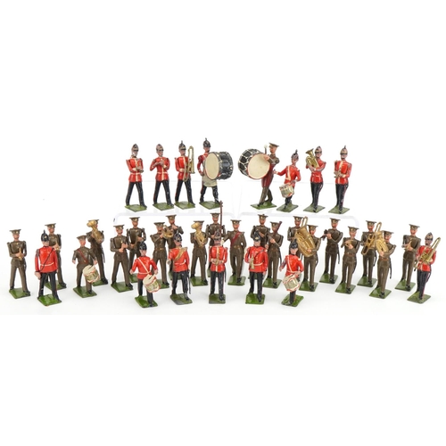 1119 - Collection of Britains hand painted lead military band soldiers, predominantly with articulated arms... 