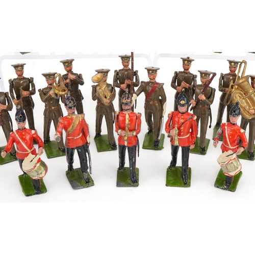 1119 - Collection of Britains hand painted lead military band soldiers, predominantly with articulated arms... 