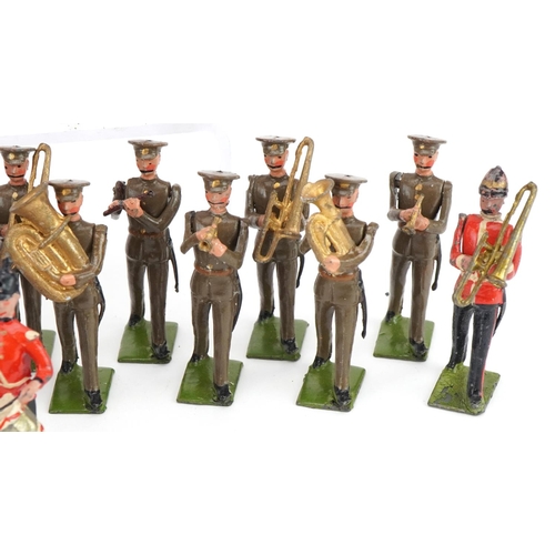 1119 - Collection of Britains hand painted lead military band soldiers, predominantly with articulated arms... 