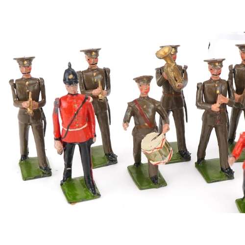 1119 - Collection of Britains hand painted lead military band soldiers, predominantly with articulated arms... 