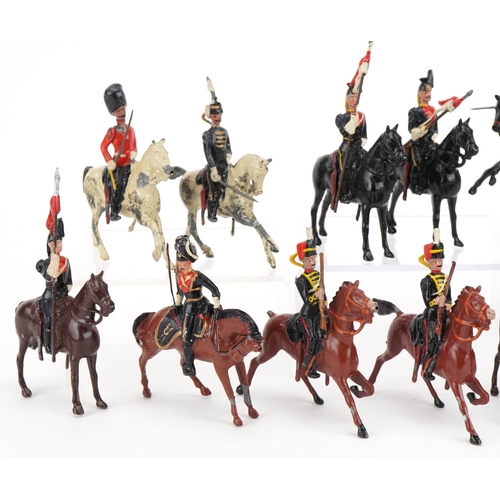 1123 - Collection of Britains hand painted lead soldiers on horseback including thirteenth Hussars and Roya... 