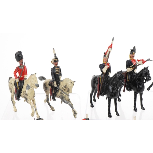 1123 - Collection of Britains hand painted lead soldiers on horseback including thirteenth Hussars and Roya... 