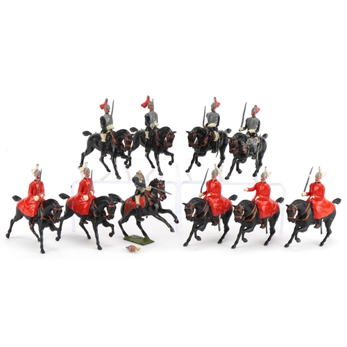 1125 - Ten Britains hand painted lead soldiers on horseback including Mounted Life Guards and Royal Horse G... 