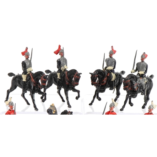 1125 - Ten Britains hand painted lead soldiers on horseback including Mounted Life Guards and Royal Horse G... 