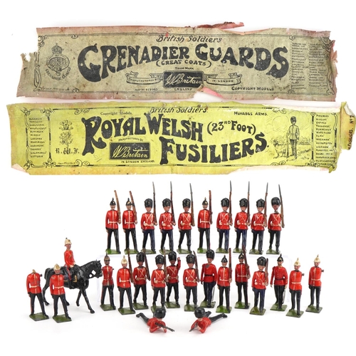 1120 - Britains hand painted lead soldiers comprising Royal Welsh 23rd Foot Fusiliers and Grenadier Guards,... 