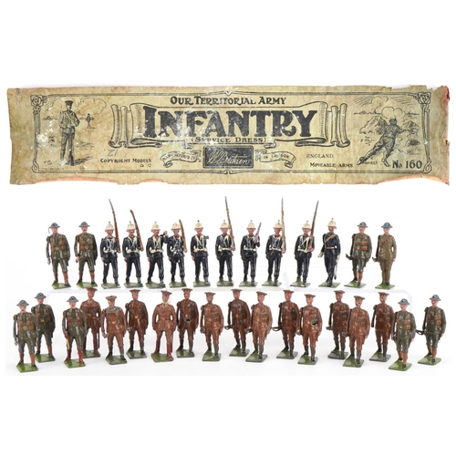 1116 - Britains hand painted lead Infantry soldiers including Territorial Army, with paper label