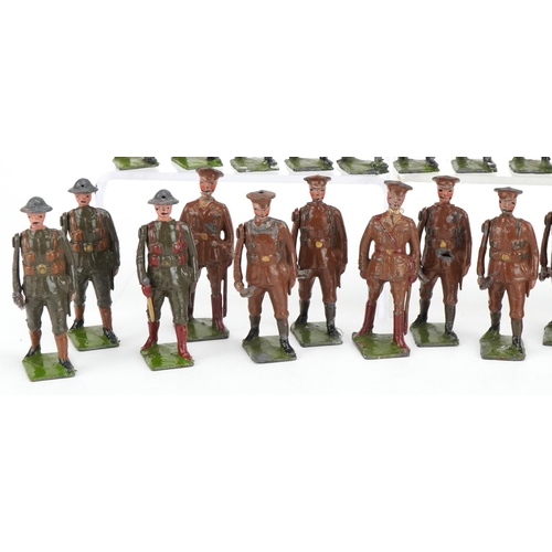 1116 - Britains hand painted lead Infantry soldiers including Territorial Army, with paper label