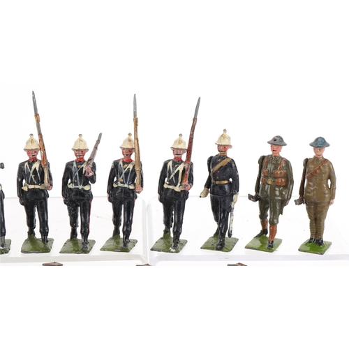 1116 - Britains hand painted lead Infantry soldiers including Territorial Army, with paper label