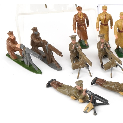 1115 - Britains and other hand painted lead soldiers including Royal Army Medical Corps and Army Gunners, w... 