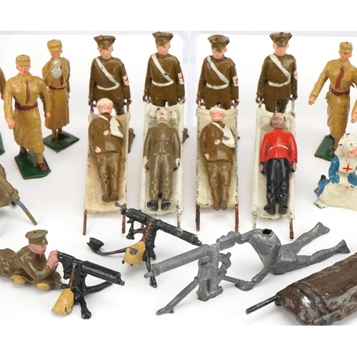 1115 - Britains and other hand painted lead soldiers including Royal Army Medical Corps and Army Gunners, w... 