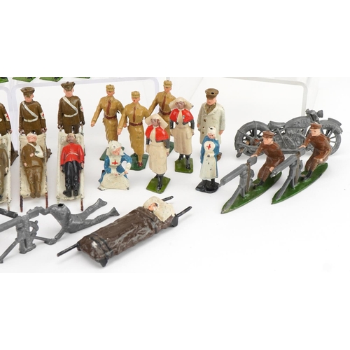 1115 - Britains and other hand painted lead soldiers including Royal Army Medical Corps and Army Gunners, w... 