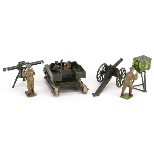 1136 - Britains hand painted lead with boxes and paper labels comprising Carden Loyd type model tank as use... 