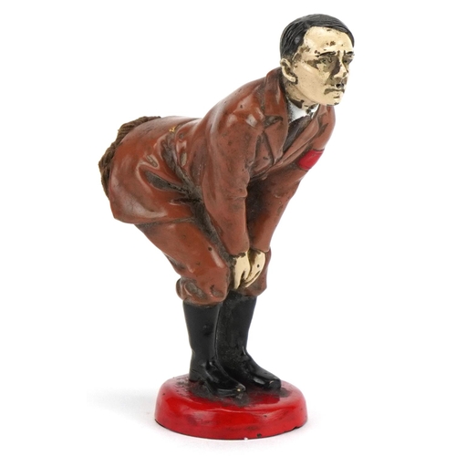 1396 - German military interest cold painted cast metal pin cushion in the form of Adolf Hitler, 12cm high