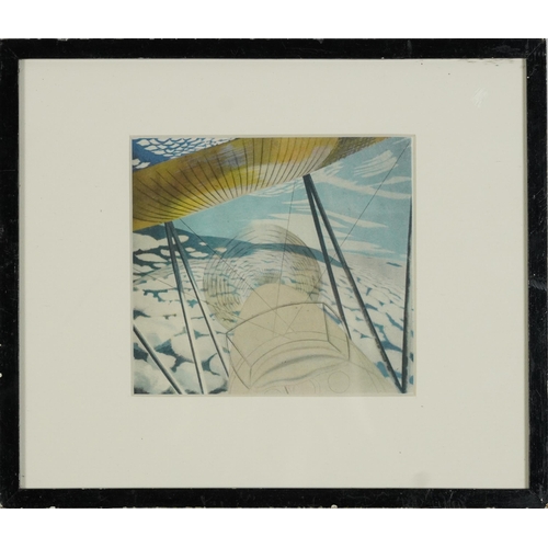 465 - Eric Ravilious - Clouds Above and Below, View from the Cockpit of a Moth, print in colour, details v... 