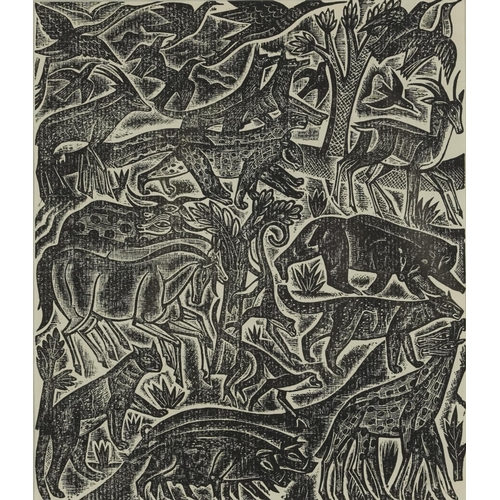 265 - David Jones - The Deluge, wood engraving inscribed The Colophon Golden Cockerel Press verso, mounted... 