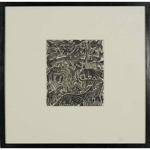 265 - David Jones - The Deluge, wood engraving inscribed The Colophon Golden Cockerel Press verso, mounted... 