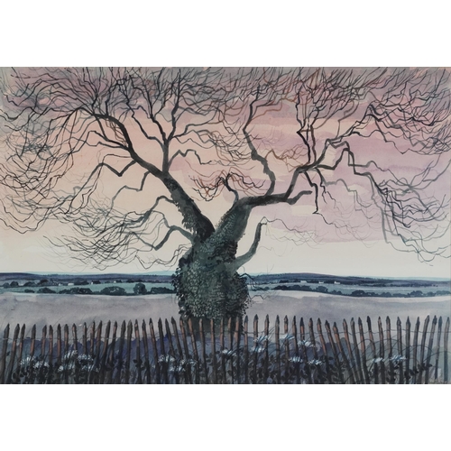 2008 - Robert Taverner - Old Oak near Alfriston Sussex, watercolour, inscribed verso, mounted, framed and g... 