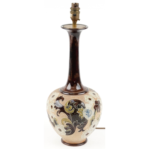 430 - Doulton Lambeth, Art Nouveau Slater's Patent stoneware vase table lamp hand painted and decorated in... 