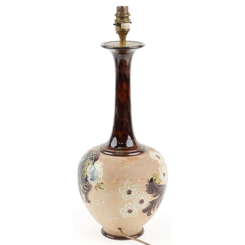 430 - Doulton Lambeth, Art Nouveau Slater's Patent stoneware vase table lamp hand painted and decorated in... 