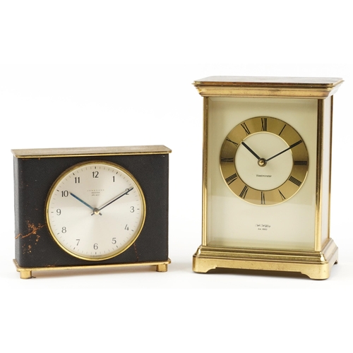 2585 - Two mantle clocks including a Junghans Meister ATO-MAT, the largest 22.5cm high