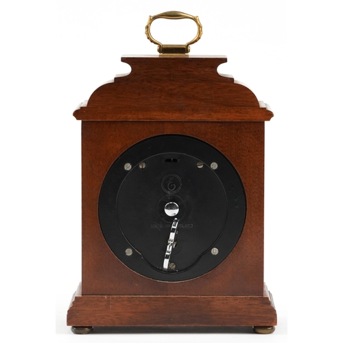 299 - Mahogany cased Elliott bracket type mantle clock with silvered dial and circular chapter ring having... 