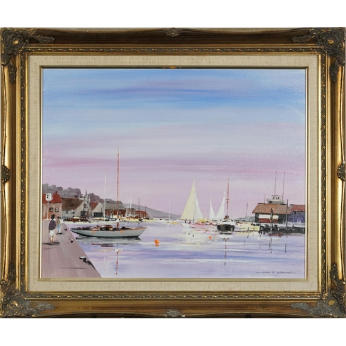 63 - Nigel J Greaves - Sunset on the Deben, oil on canvas board, mounted and framed, 51cm x 39.5cm exclud... 