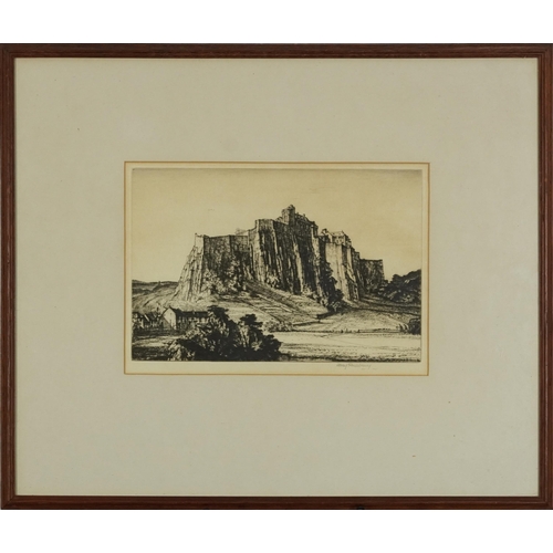 2027 - Henry Rushberry - Abbey Fountains and Stirling Castle, near pair of pencil signed black and white et... 